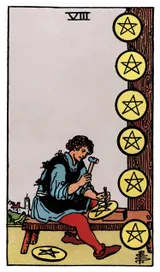 Eight of Pentacles Tarot card