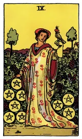 Nine of Pentacles Tarot card
