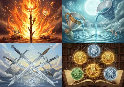 Bộ Ẩn Phụ (Minor Arcana): Chi tiết 4 nhóm nguyên tố